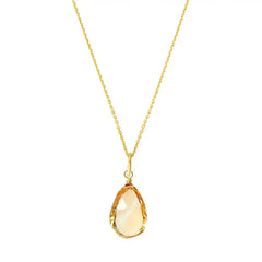 Gold-fill citrine necklace with faceted golden gemstone