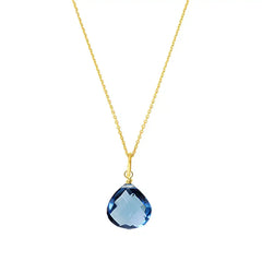 Minimal gold-fill London blue topaz necklace designed for layering variant--Gold-fill variant--London-Topaz
