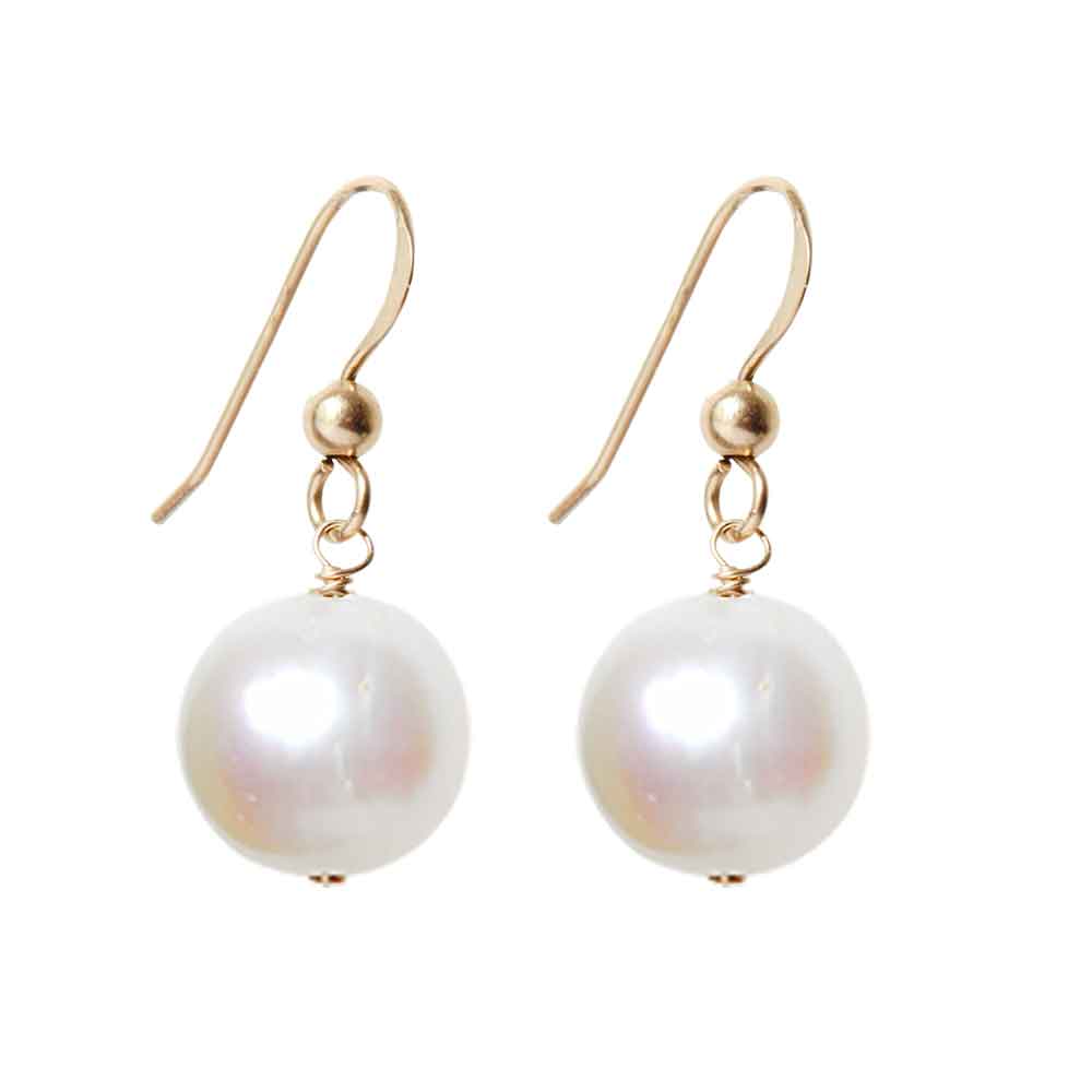 Gold-fill Pearl earrings, Gold-fill Pearl gemstone earrings, Gold-fill Pearl birthstone earrings