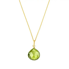 Minimal gold-fill peridot necklace designed for layering variant--Gold-fill variant--Peridot