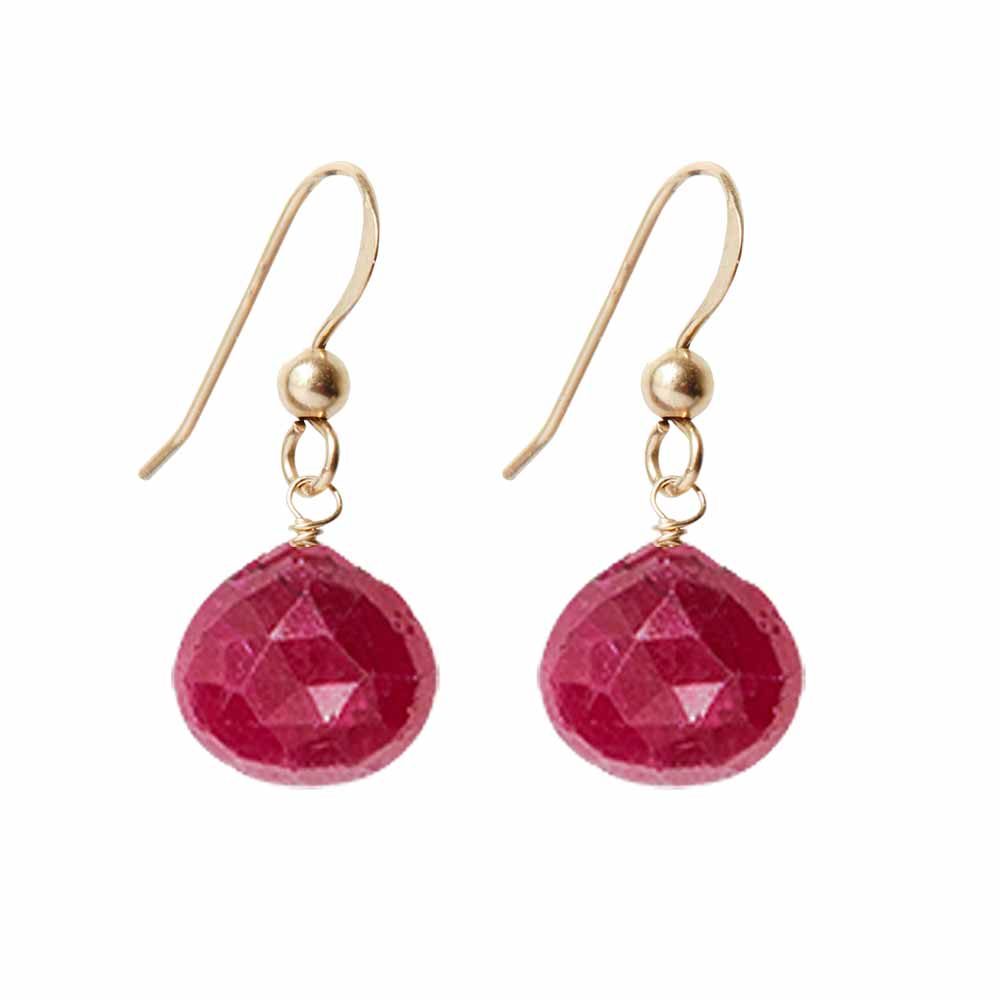 Gold-fill Ruby earrings, Gold-fill Ruby gemstone earrings, Gold-fill Ruby birthstone earrings