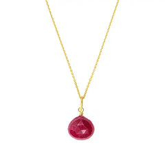 Gold-fill ruby necklace with deep red gemstone