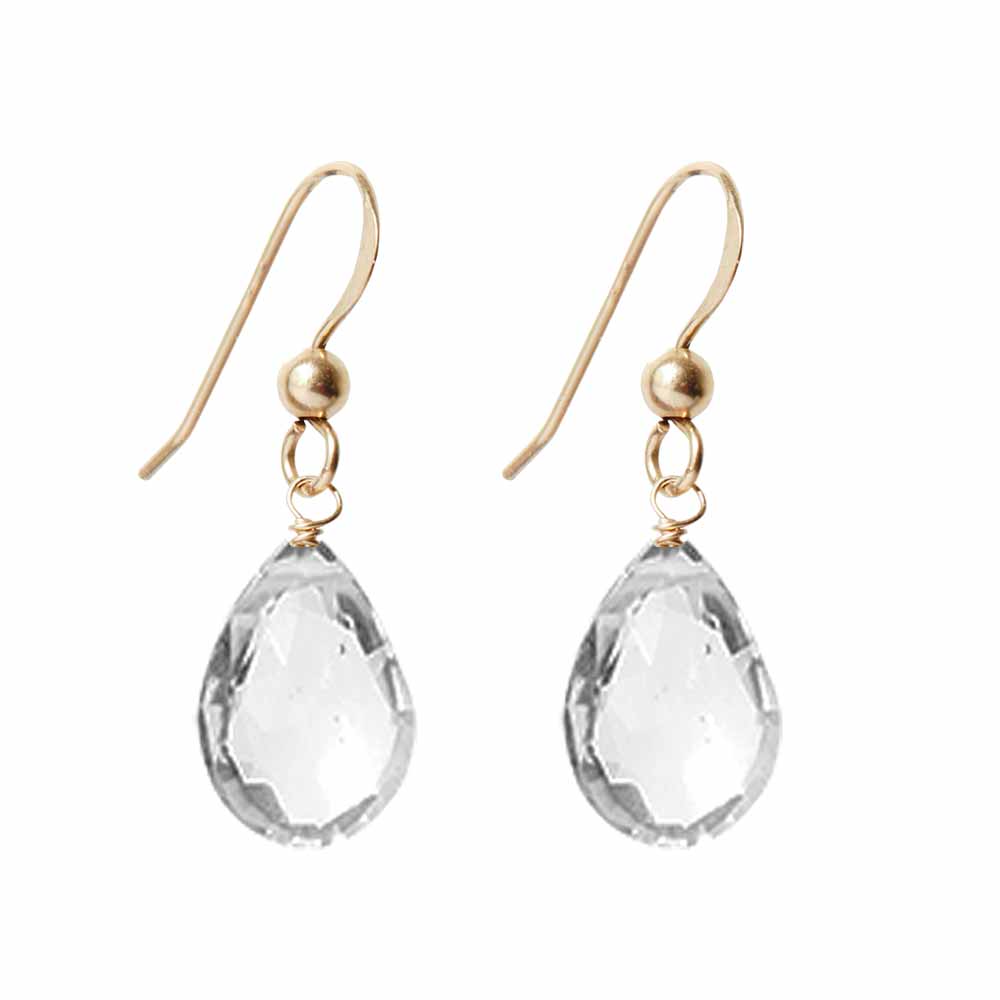 Gold-fill White Topaz earrings, Gold-fill White Topaz gemstone earrings, Gold-fill White Topaz birthstone earrings