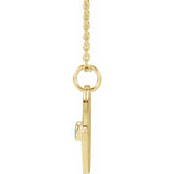 Scorpio medallion paired with icy blue zircon gemstone on gold chain side view