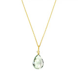 Green Amethyst drop pendant necklace in 14K yellow gold, product photography variant--14K-yellow-gold
