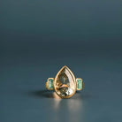 Three-stone green amethyst & Paraiba tourmaline cocktail ring