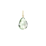 Sparkling 6mm briolette gemstone charm in green amethyst, wrapped by hand in sterling silver. variant--Gold-fill variant--Large