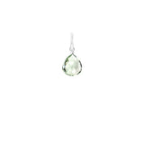 Dainty 12mm briolette charm made from natural green amethyst, set in sterling silver for layering. variant--Sterling-silver variant--Small