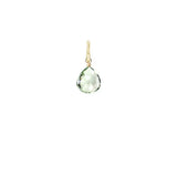 Dainty 12mm briolette charm made from natural green amethyst, set in gold-fill for layering. variant--Gold-fill variant--Small