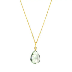 Green Amethyst drop pendant necklace in 14K gold-fill, product photography variant--Gold-fill