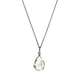 Green Amethyst drop pendant necklace in oxidized sterling silver, product photography variant--Oxidized-sterling-silver