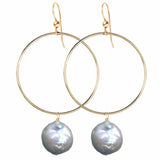 Lightweight Pearl Hoop Earrings Pearl variant--Grey-Pearl