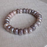 Beaded gemstone stretch bracelet with 14K gold accents Sapphire variant--Grey-Sapphire
