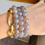 Beaded gemstone stretch bracelet with 14K gold accents variant--Onyx