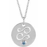 Handmade Cancer necklace with zodiac charm and 3mm aquamarine silver