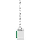 Side view of emerald solitaire necklace made in the USA
