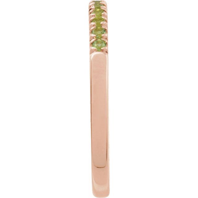 Handcrafted rose gold ring with vibrant peridot stones detailed view variant--14K-rose-gold