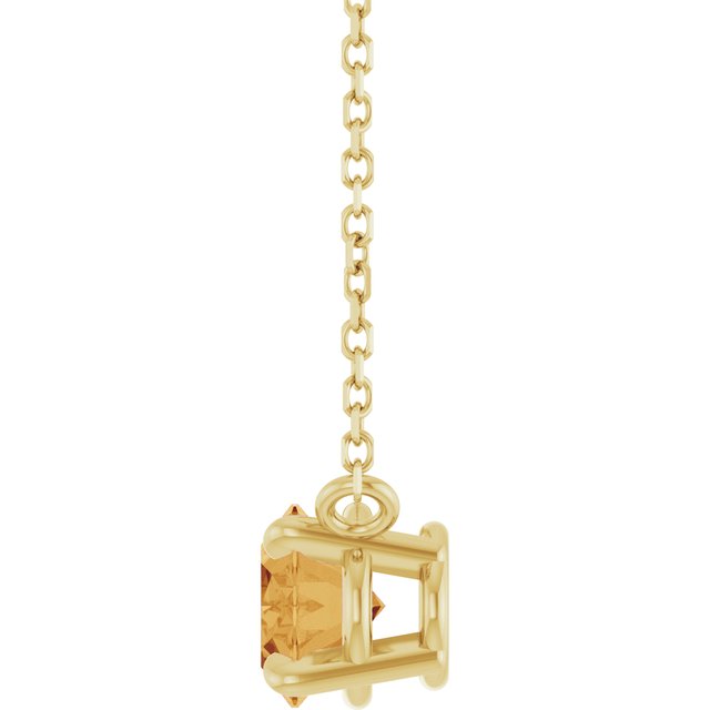 Side View Natural citrine November birthstone necklace handmade in USA