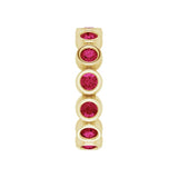 Sustainable ruby band with round stones in 10K gold, perfect for stacking