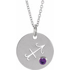 Handmade Sagittarius zodiac charm necklace with amethyst gemstone in solid silver