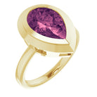 3 carat teardrop tourmaline ring in 10K yellow gold, handmade and sustainably sourced