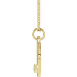 Libra zodiac necklace in 14K gold with chrysoprase gemstone charm side view