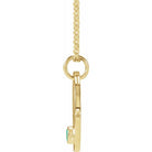 Libra zodiac necklace in 14K gold with chrysoprase gemstone charm side view