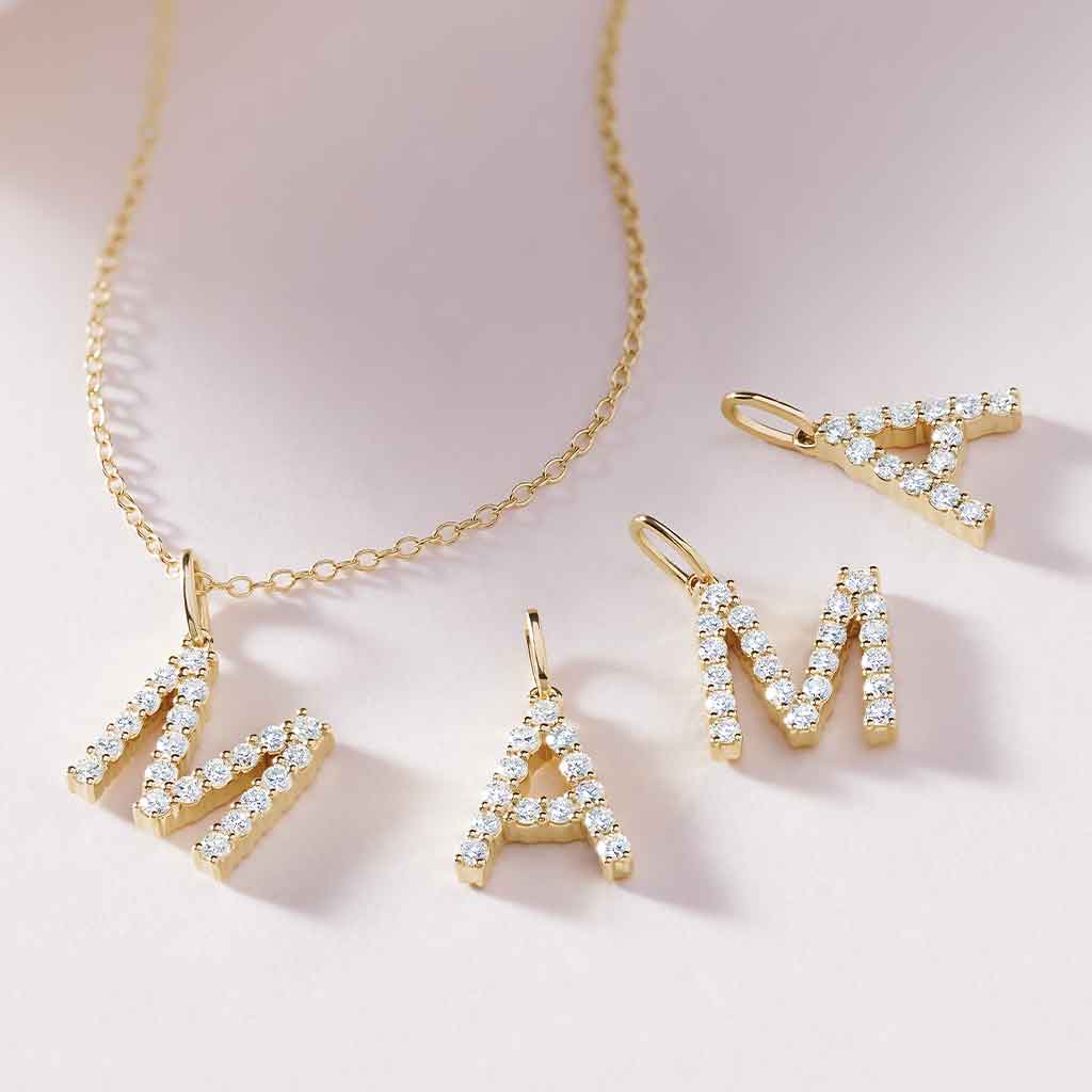 Minimal diamond initial charm for necklace