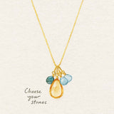 Custom 4 gemstone necklace design illustration with birthstones