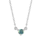 Elegant necklace in 14K white gold with dainty round alexandrite birthstone charm.
