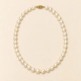 Knotted Pearl Necklace, 8-9mm white freshwater pearls with a 14K gold clasp