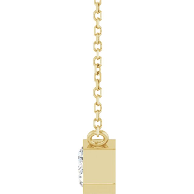 East West emerald-cut diamond necklace side view