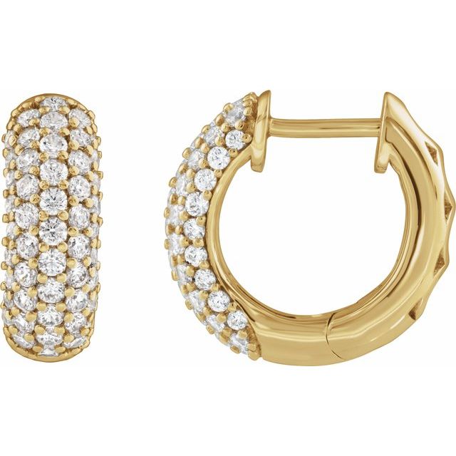 14K Yellow Gold Diamond Pavé Hoop Earrings with Lab-Grown Diamonds variant--14K-yellow-gold