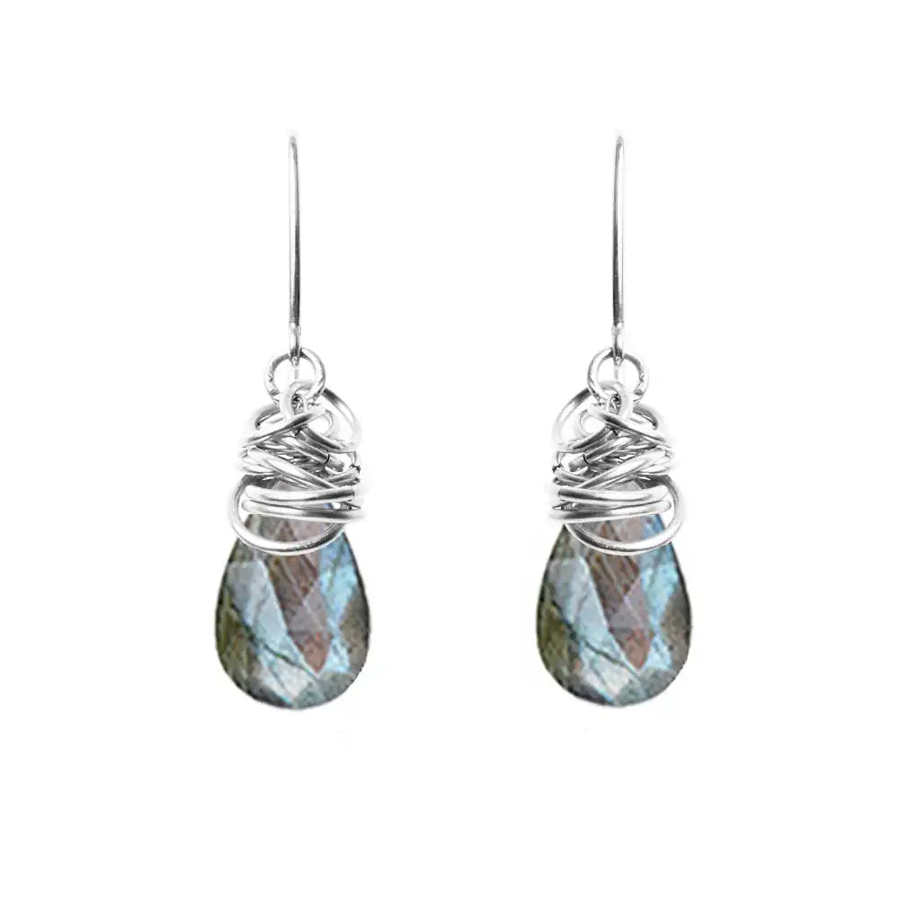 Labradorite dangle earrings in sterling silver, color-shifting labradorite in minimalist silver bezel