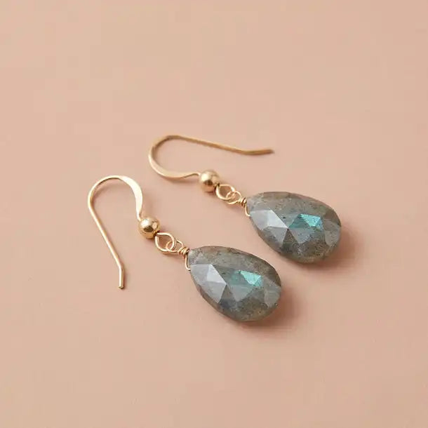 Handmade labradorite earrings custom made for you. variant--Rose-Gold-fill, variant--Gold-fill, variant--Sterling-silver, variant--14K-yellow-gold, variant--14K-white-gold, variant--Oxidized-sterling-silver,  variant--Labradorite