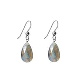 Labradorite drop earrings in oxidized sterling silver, 11mm genuine gemstone with color flash, 1.5-inch drop, handmade in Colorado variant--Oxidized-sterling-silver