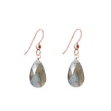Labradorite drop earrings in rose gold-fill, 11mm genuine gemstone with color flash, 1.5-inch drop, handmade in Colorado variant--Rose-Gold-fill