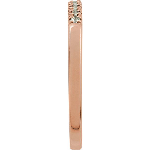 Layerable aquamarine ring in 14K rose gold side view