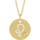 Leo zodiac charm necklace in 14K gold with natural citrine gemstone