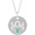 Libra medallion necklace with mint green chrysoprase accent in silver
