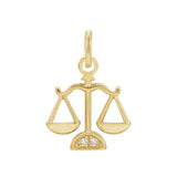 Libra zodiac charm in 14K gold with diamond accent