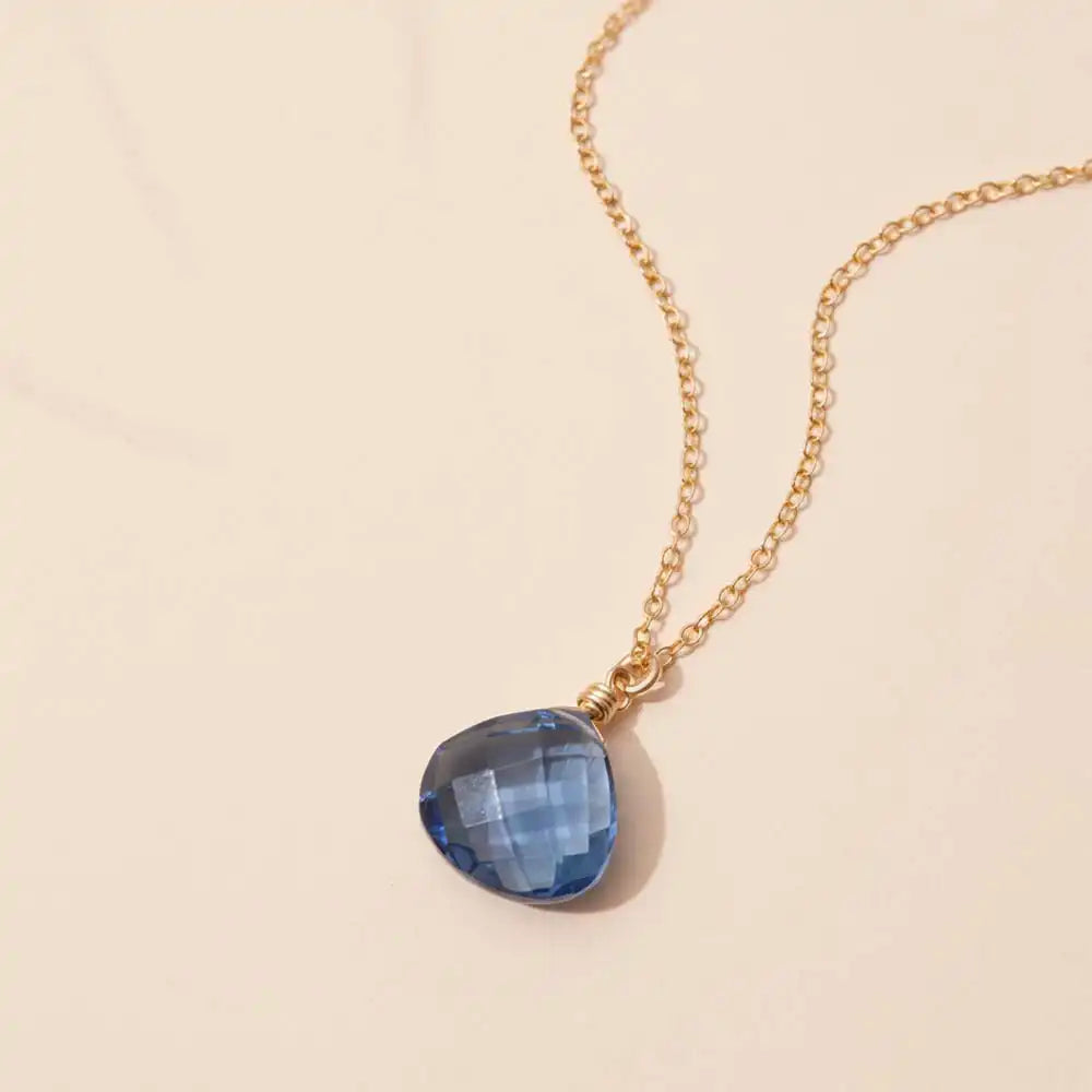 Deep blue London blue topaz necklace designed for everyday wear
