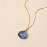 Deep blue London blue topaz necklace designed for everyday wear