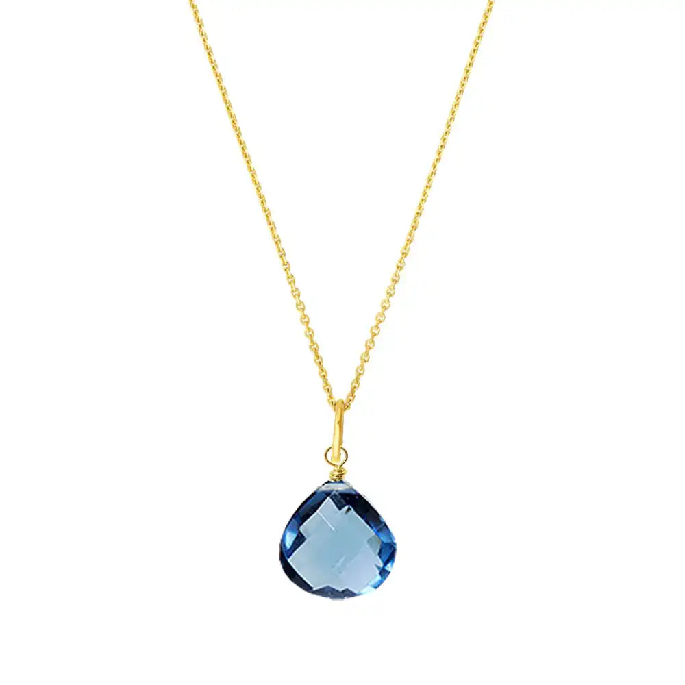 Deep blue London blue topaz necklace designed for everyday wear variant--14K-rose-gold