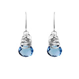 London blue topaz dangle earrings in sterling silver, silver bezel setting with rich inky blue stone variant--Sterling-silver variant--London-Topaz