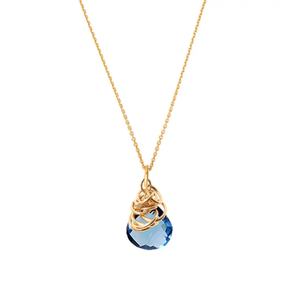 London Blue Topaz Pendant Necklace in gold-fill variant--London-Topaz variant--Gold-fill