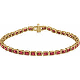Luxury ruby tennis bracelet 14K gold USA made