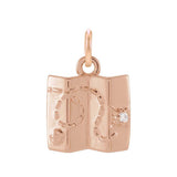 Tiny diamond map charm in 14K gold, front view variant--14K-rose-gold
