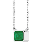 May birthstone necklace featuring lab emerald