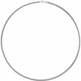 Styled shot of men’s oxidized sterling silver Franco chain necklace variant--20in variant--24in